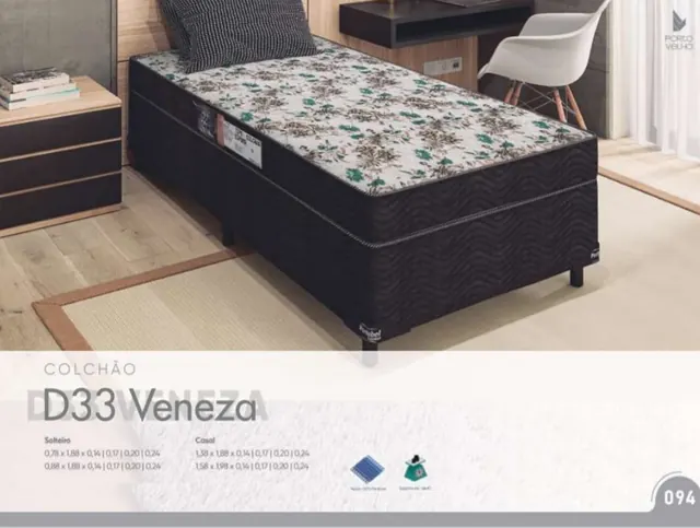 Colchão D33 Veneza em cama box de solteiro - Holanda Móveis, Praia Grande