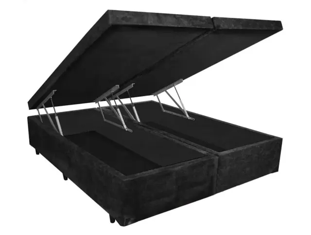 Cama box baú de casal preta aberta - Holanda Móveis, Praia Grande
