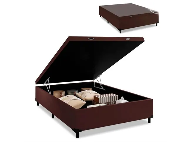 Cama box baú marrom aberta - Holanda Móveis, Praia Grande