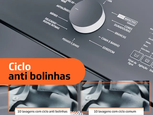 Painel de lavadora com ciclo antibolinhas - Holanda Móveis, Praia Grande