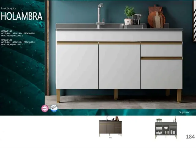 Balcão de cozinha Holambra - Holanda Móveis, Praia Grande