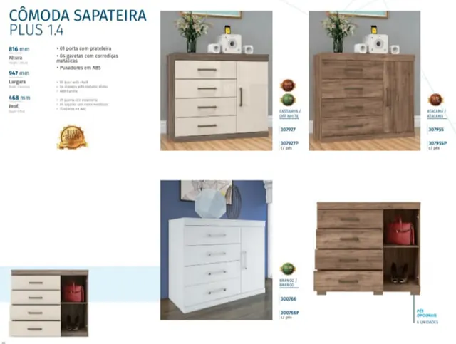 Cômoda sapateira Plus - Holanda Móveis, Praia Grande