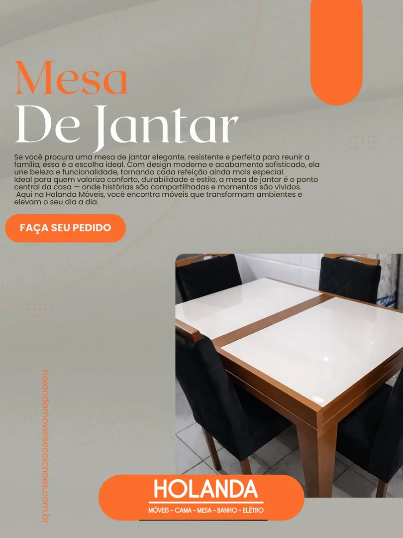 Oferta da semana: mesa de jantar - Holanda Móveis, Praia Grande
